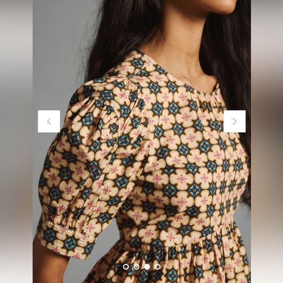 Floral Puff Sleeve Top by let me be Anthropologie button detail spring boho $120 - Picture 3 of 11